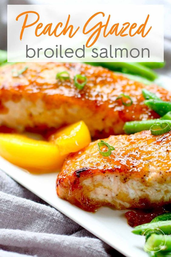 peach glazed broiled salmon