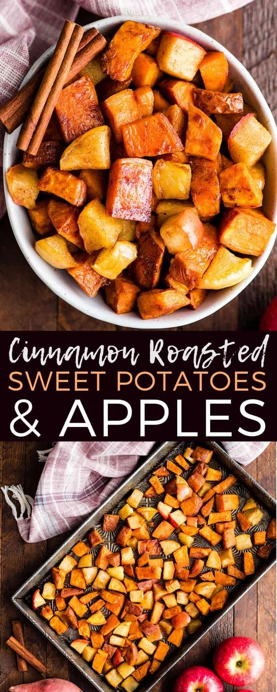 cinnamon roasted sweet potatoes and apples