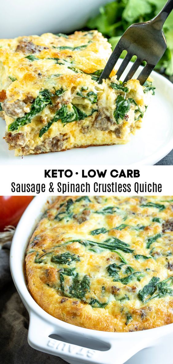 sausage and spinach crustless quiche