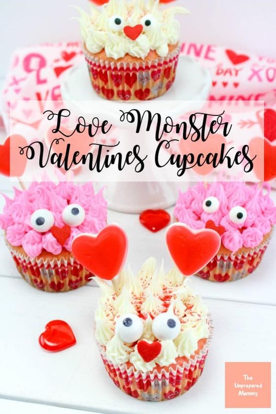 love monster valentines cupcakes