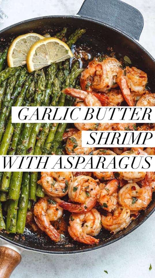 garlic butter shrimp with asparagus