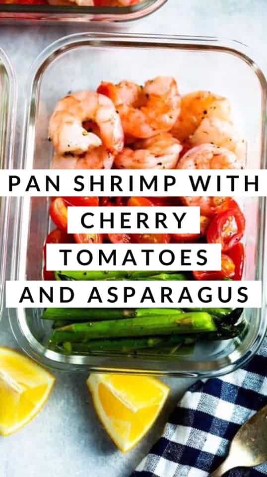 pan shrimp with cherry tomatoes and asparagus