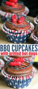 bbq cupcakes with grilled hot dogs