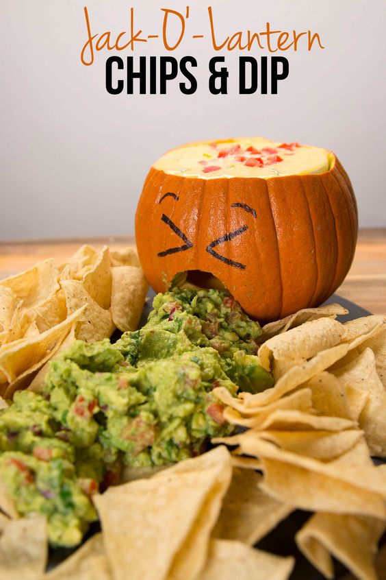 jack o'lantern chips and dip