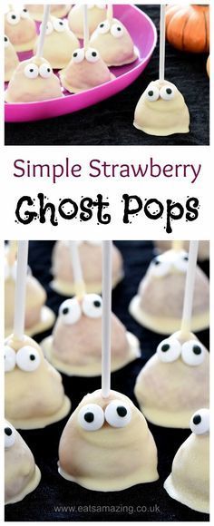 simple strawberry ghost pops