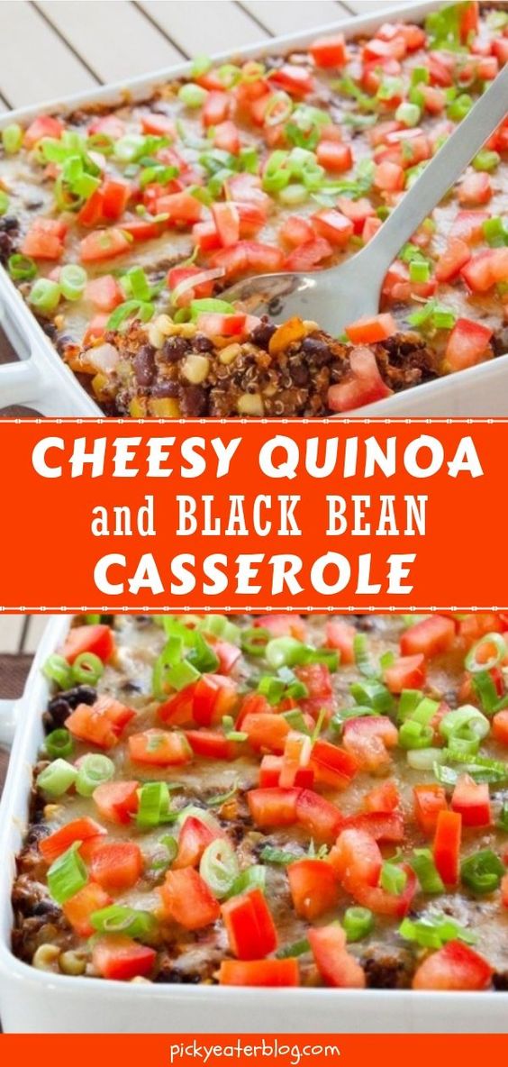 cheesy quinoa and black bean casserole