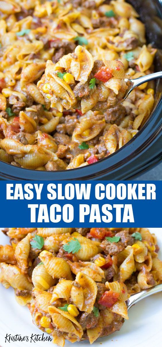 easy slow cooker taco pasta