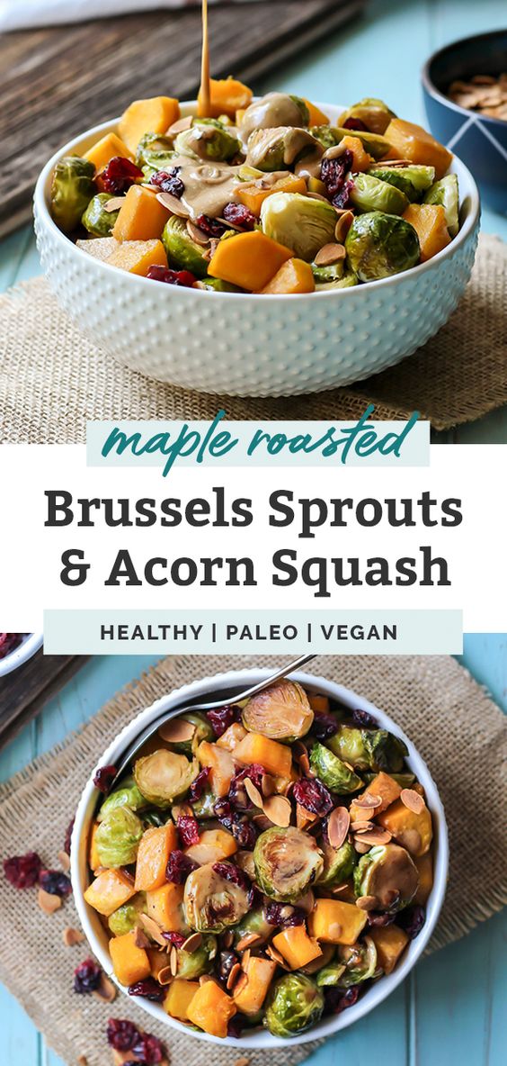 maple roasted brussels sprouts and squash