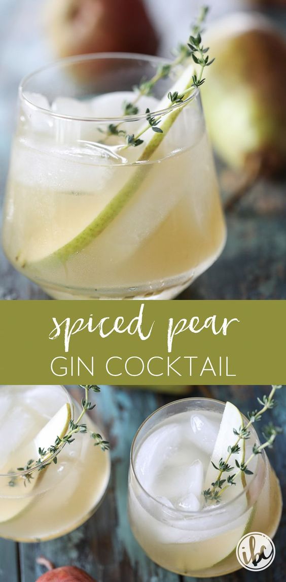 spiced pear gin cocktail