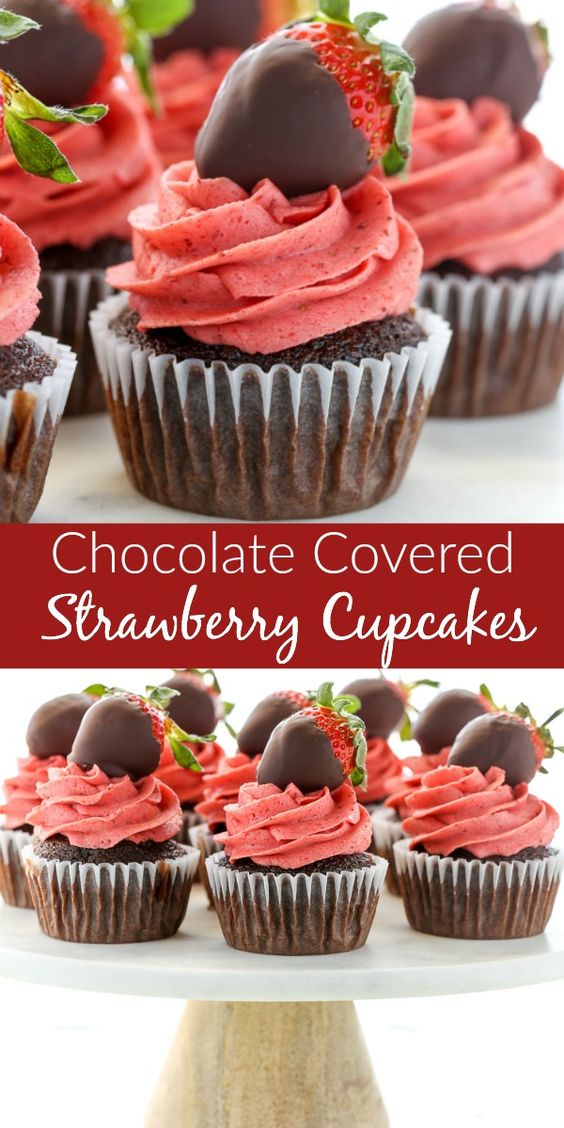 chocolate covered strawberry cupcakes