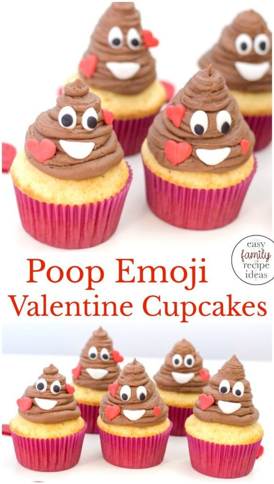 poop emoji valentine cupcakes