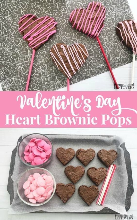 valentines day heart brownie pops