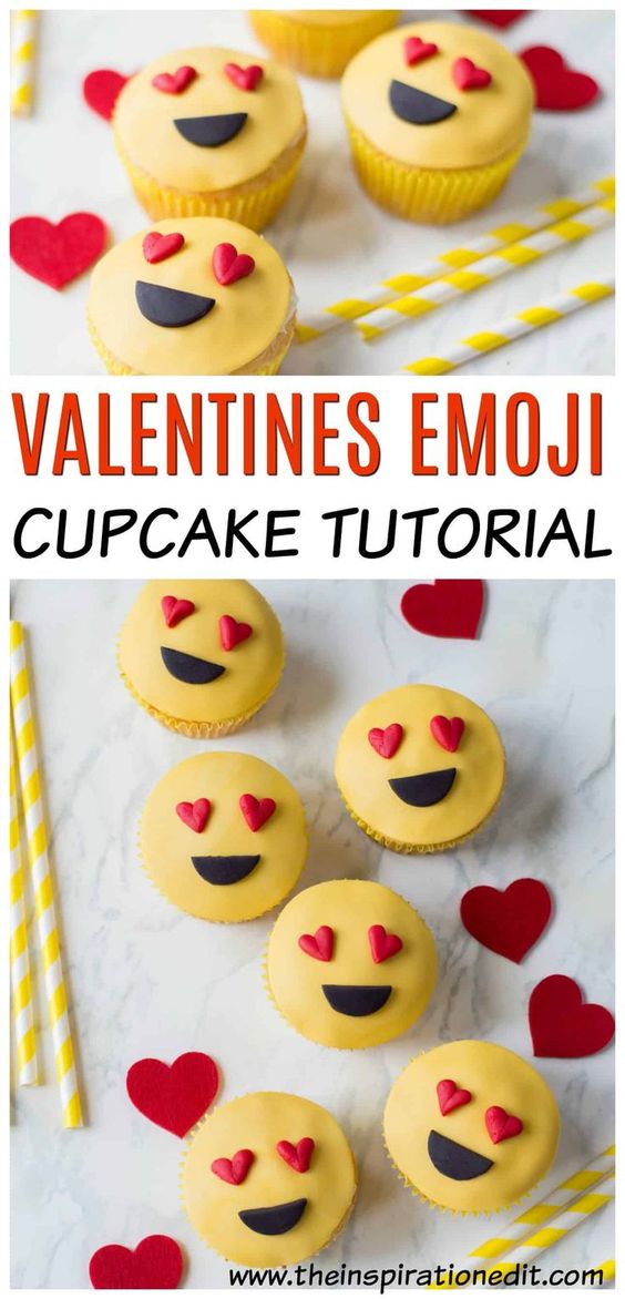 valentines emoji cupcakes