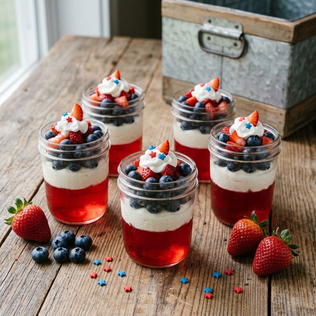 4th of July Fruit and Jello Cups