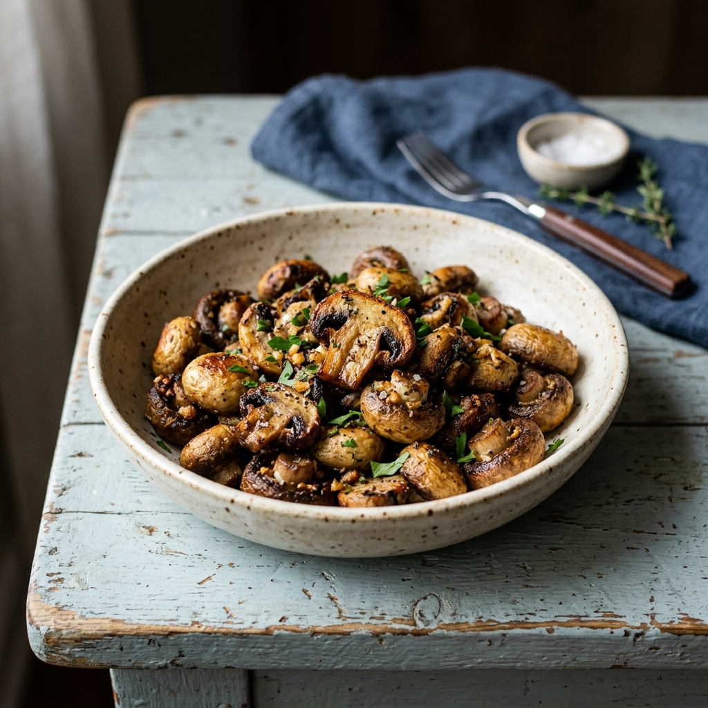 Air Fryer Garlic Mushrooms