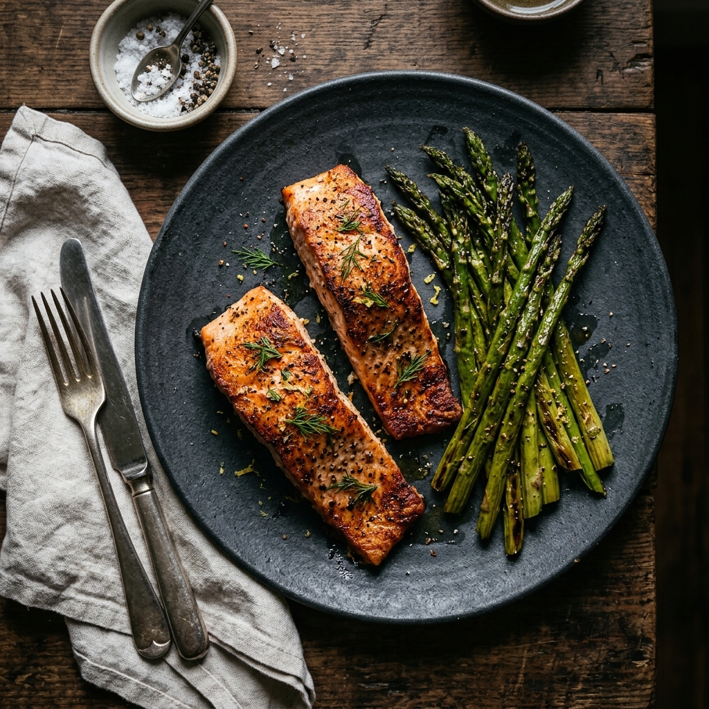 Air Fryer Salmon and Asparagus