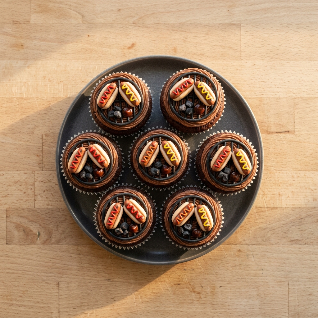 BBQ Cupcakes with Grilled Hot Dogs