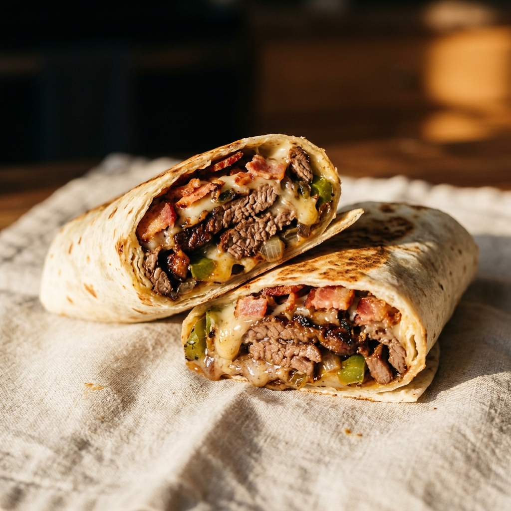Bacon Philly Cheesesteak Wraps
