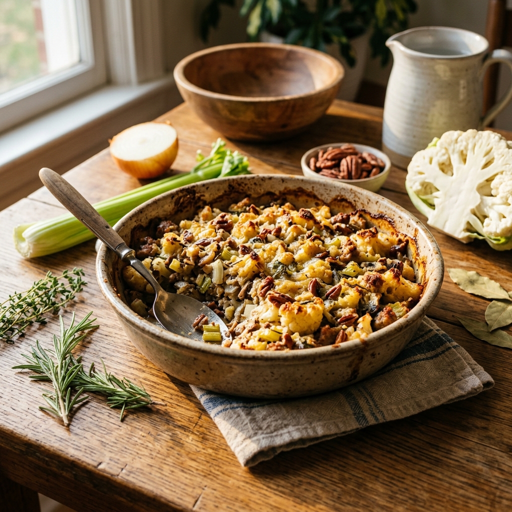 Buttery and Crunchy Keto Stuffing