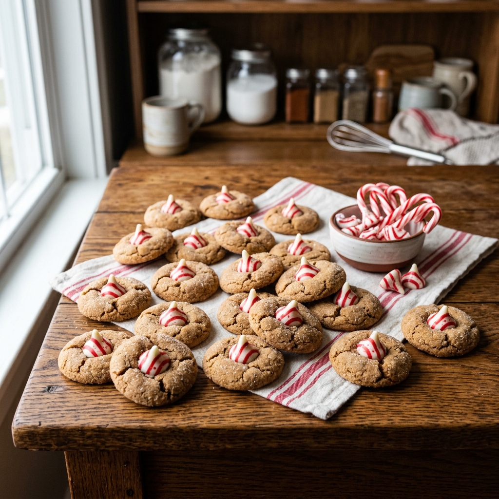 Candy Cane Kiss Cookies