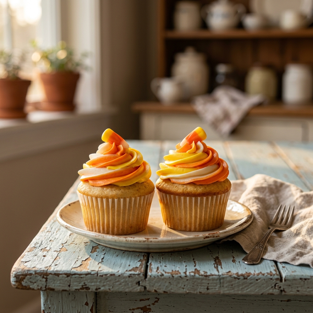 Candy Corn Swirl Cupcakes