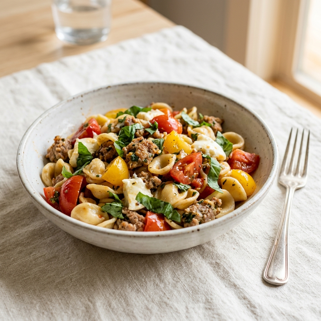 Caprese Pasta with Italian Sausage