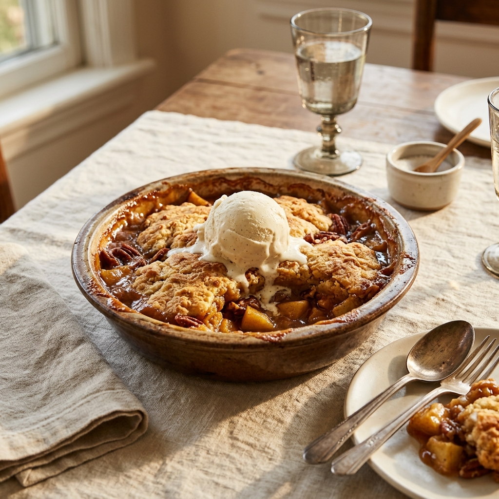 Caramel Apple Pecan Cobbler