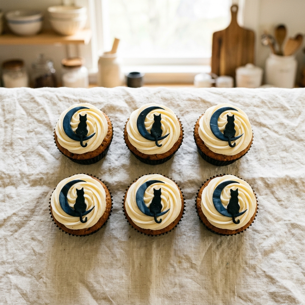 Cat and Moon Cupcakes
