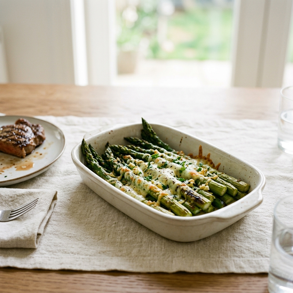 Cheesy Roasted Garlic Asparagus
