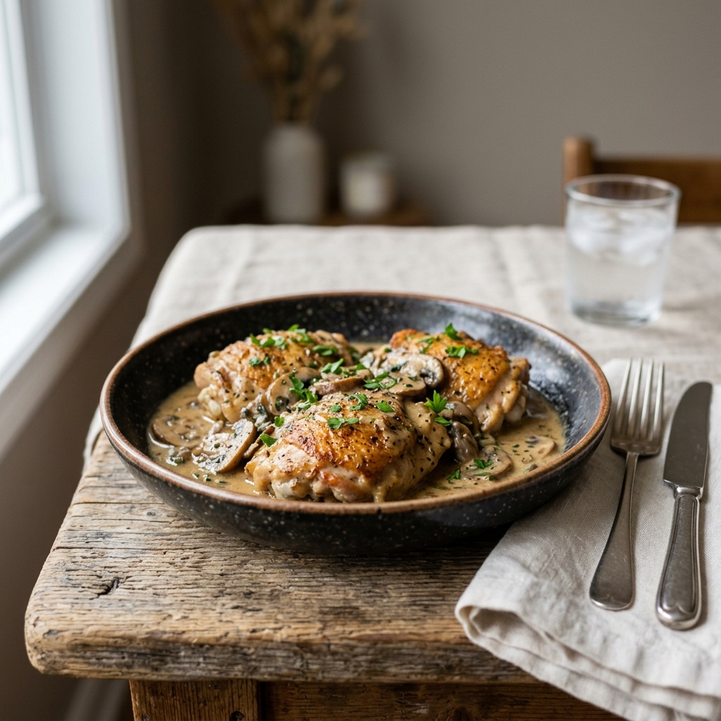 Chicken Thighs with Mushroom Sauce