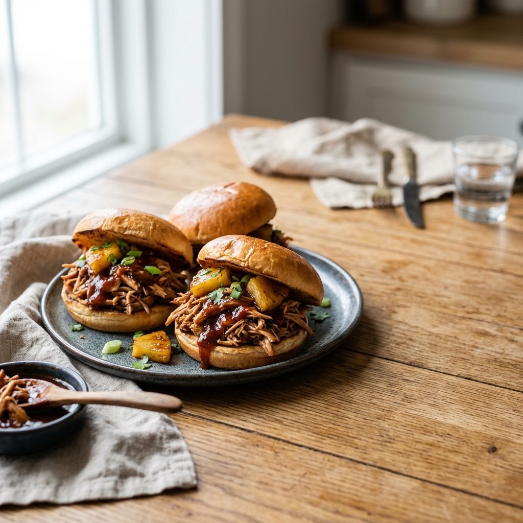 Crock Pot Hawaiian BBQ Chicken Sandwiches