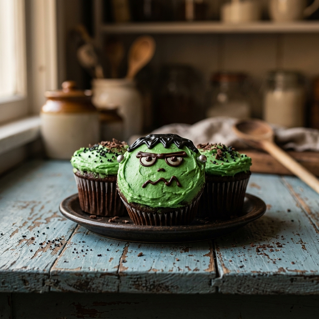 Frankenstein Emoji Cupcakes