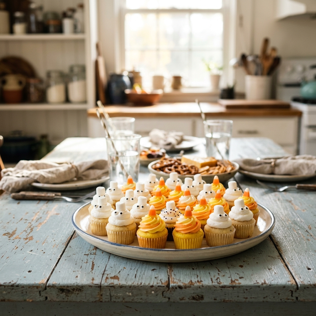 Ghost and Candy Corn Mini Cupcakes