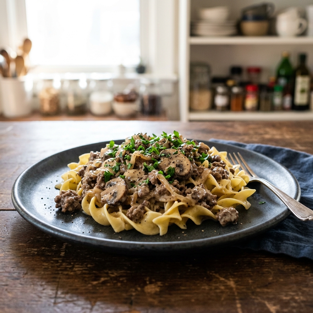 Ground Beef Stroganoff