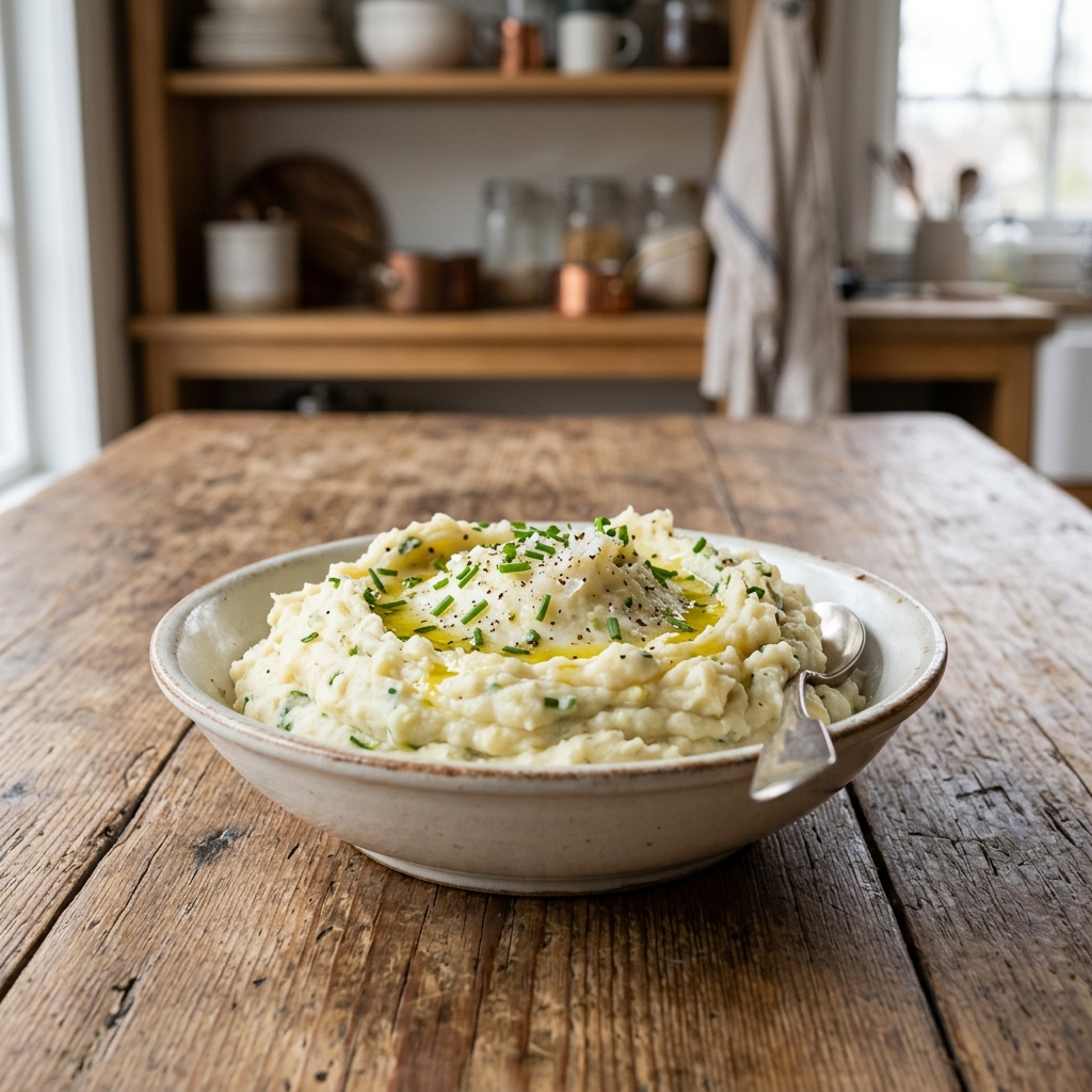 Guilt Free Garlic Mashed Potatoes