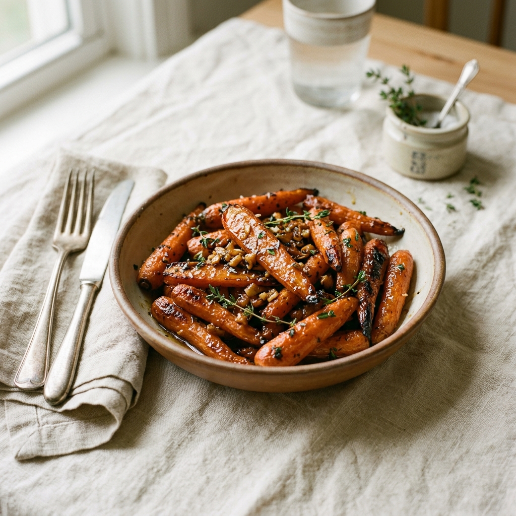 Honey Garlic Roasted Carrots