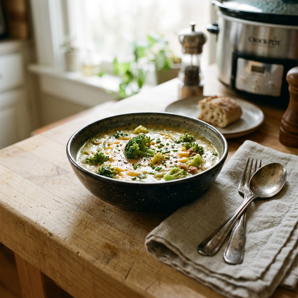 Keto Broccoli Cheese Crock Pot Soup