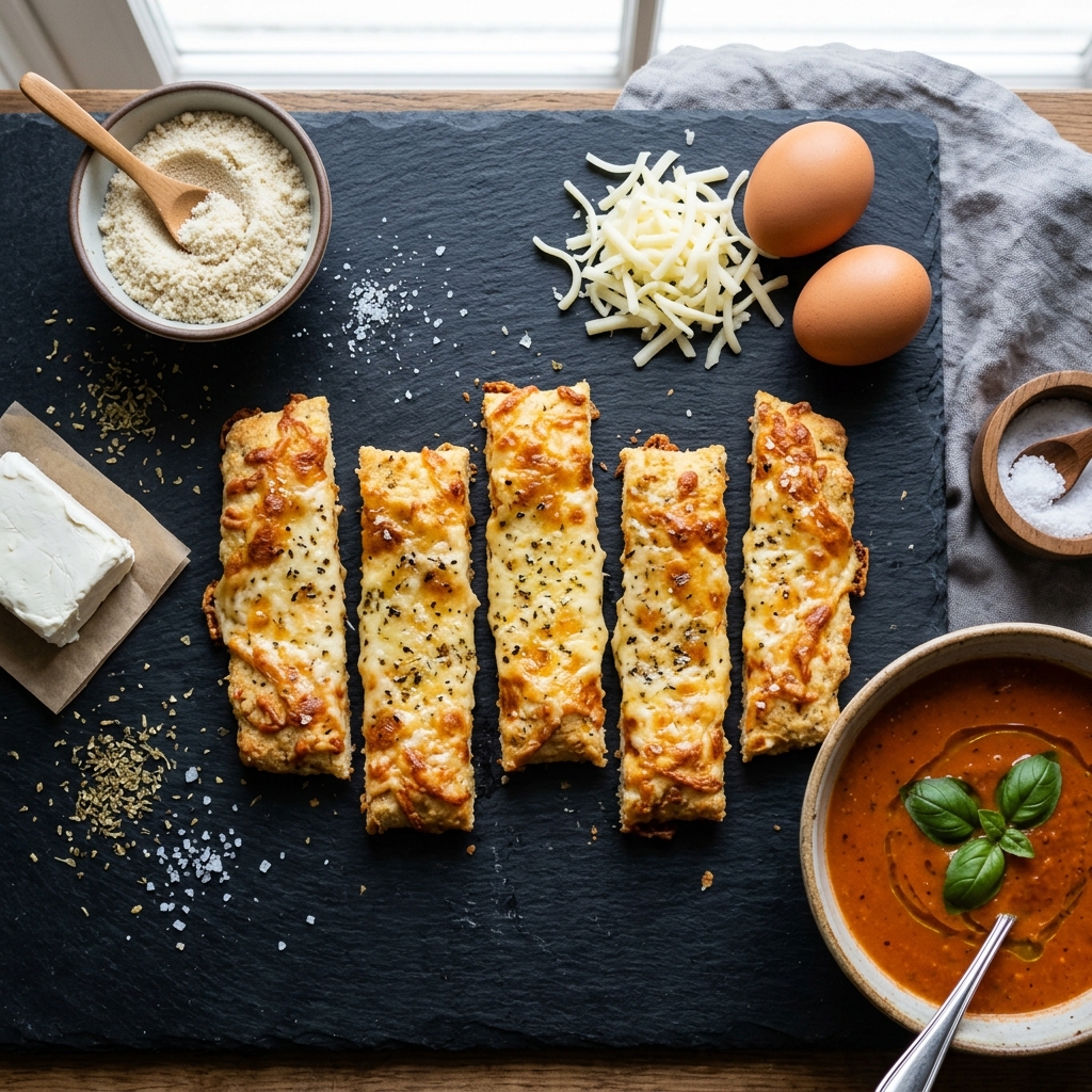 Keto Cheesy Breadsticks