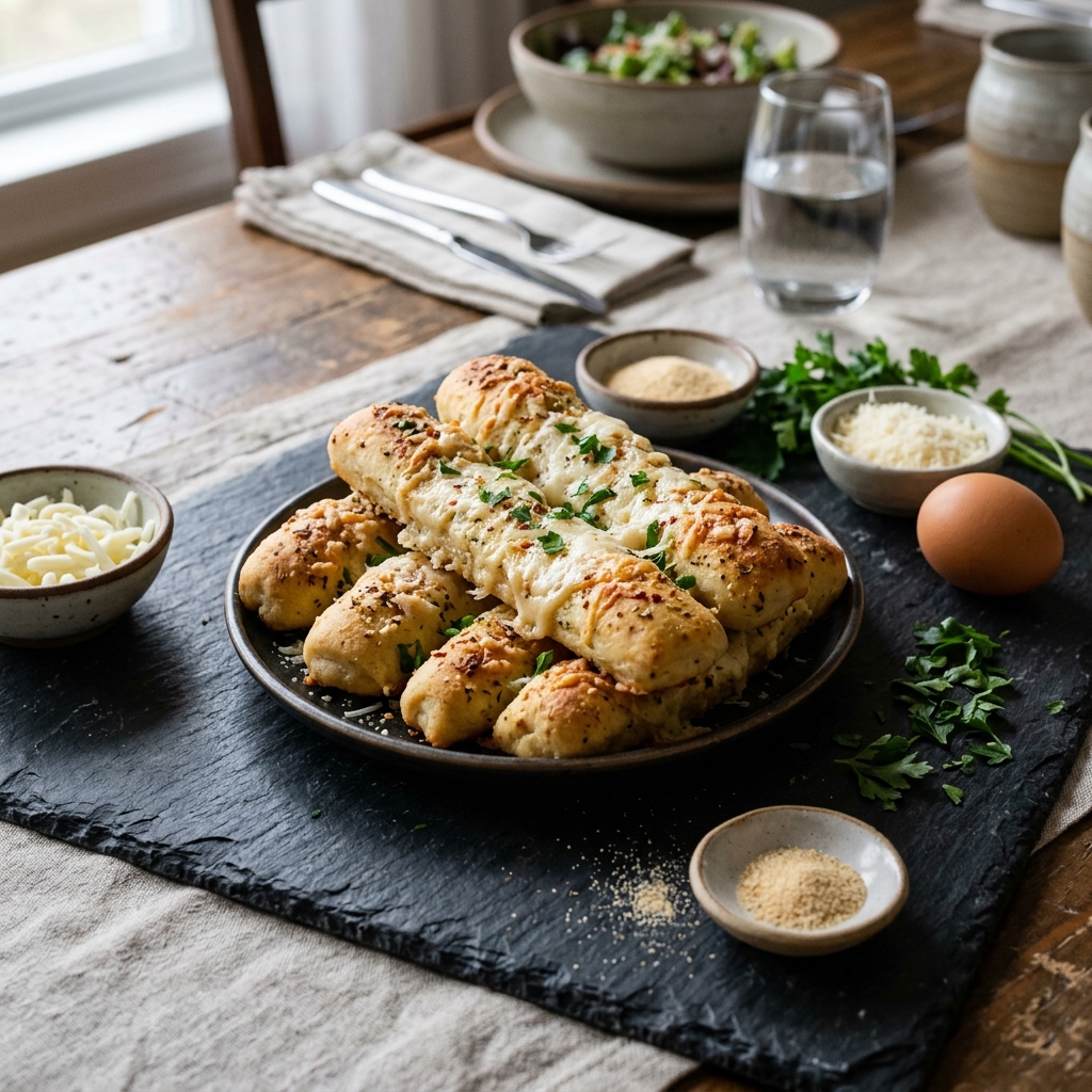 Keto Cheesy Garlic Breadsticks