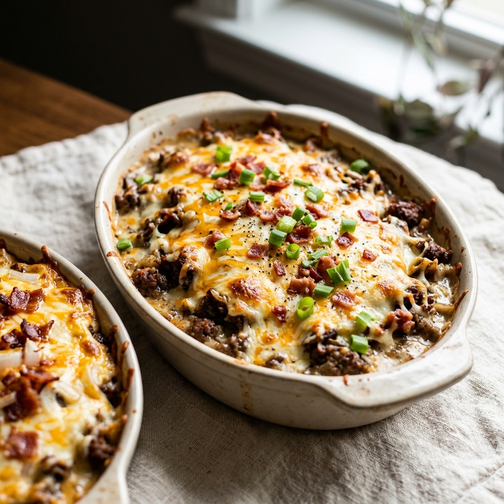 Keto Low Carb Cheeseburger Casserole