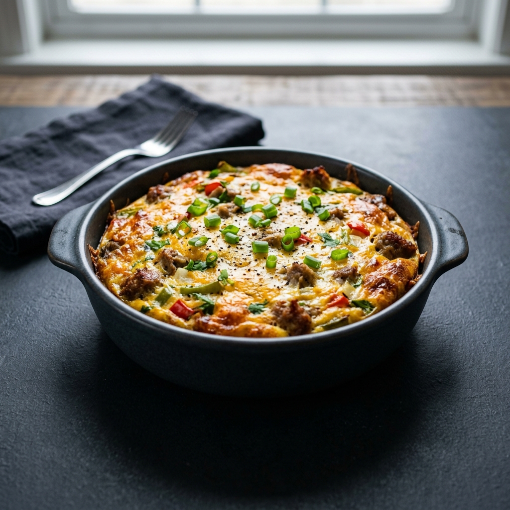 Keto Sausage and Egg Casserole Omelet