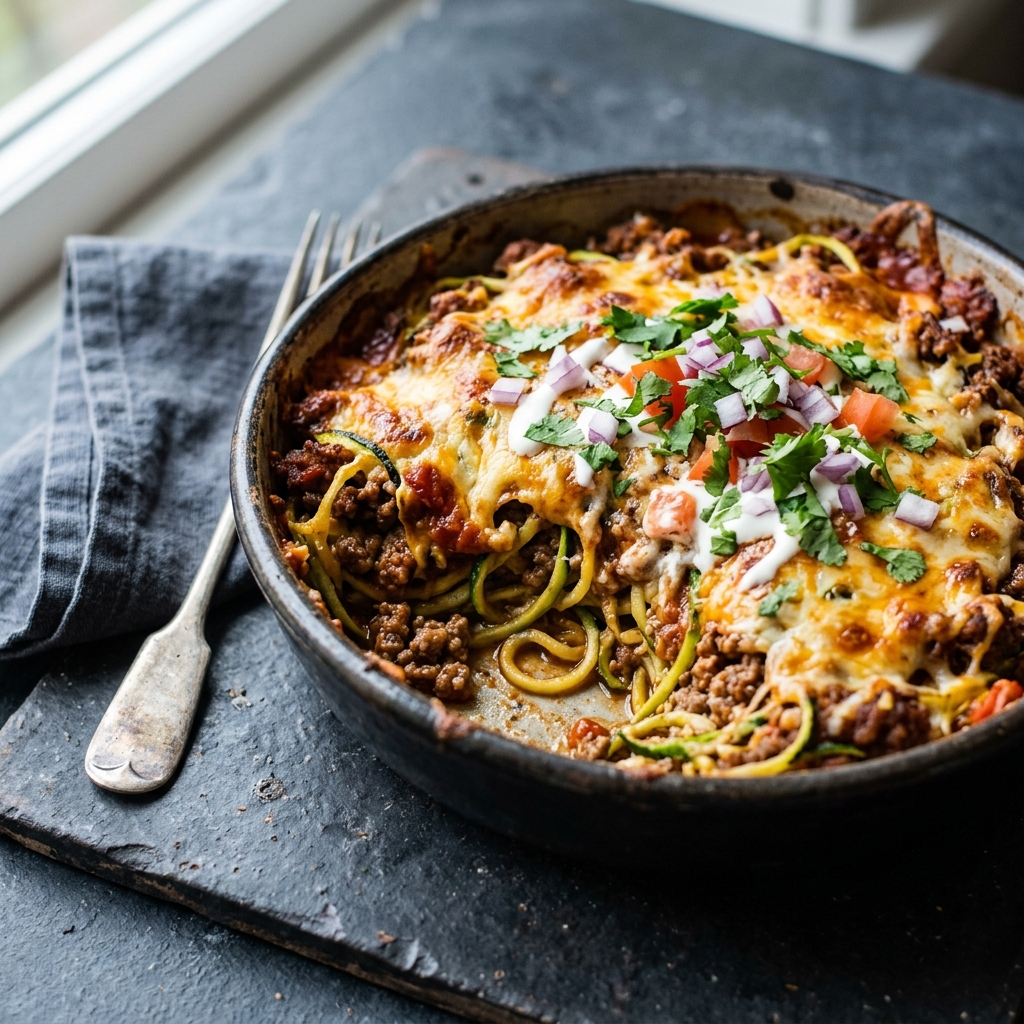 Keto Taco Zoodle Casserole