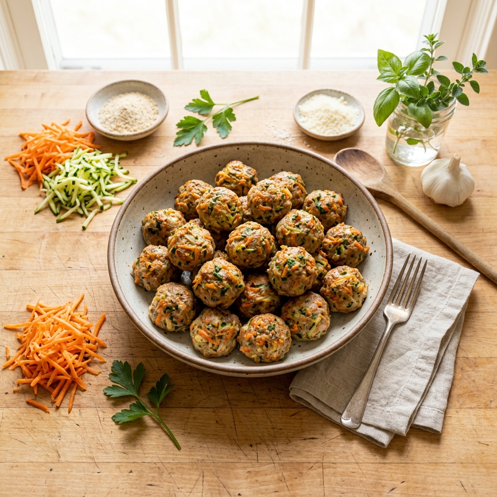 Kid Friendly Baked Hidden Veggie Meatballs