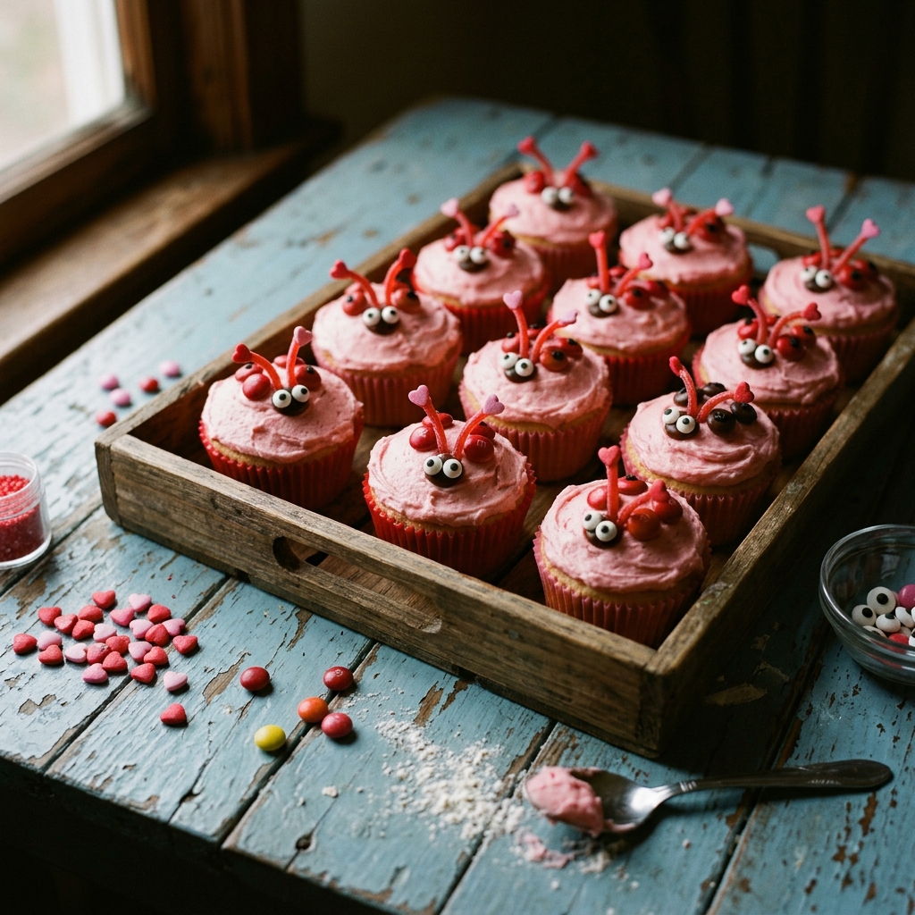 Love Bug Valentines Day Cupcakes