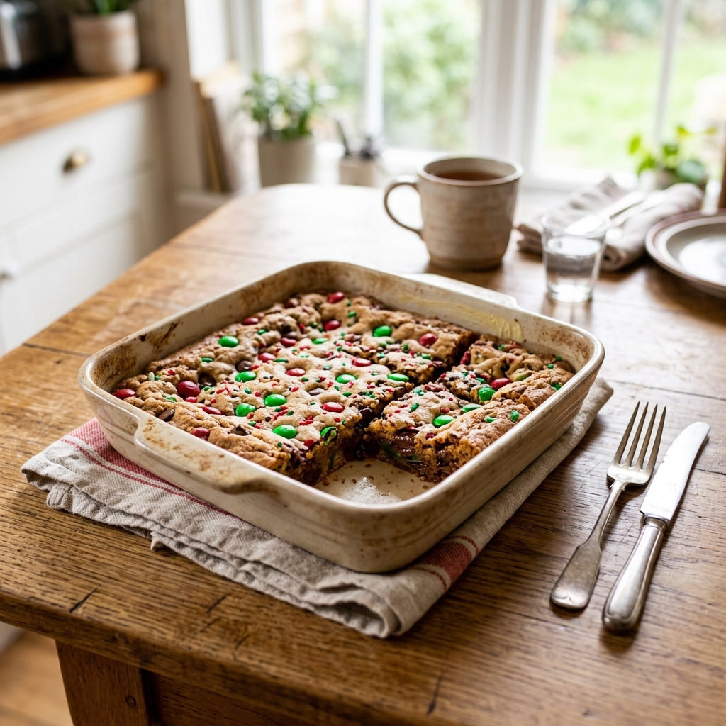 M&M Christmas Cookie Bars