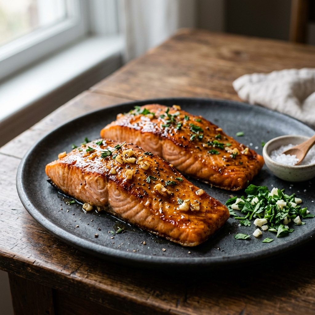 Maple Garlic Salmon Steaks