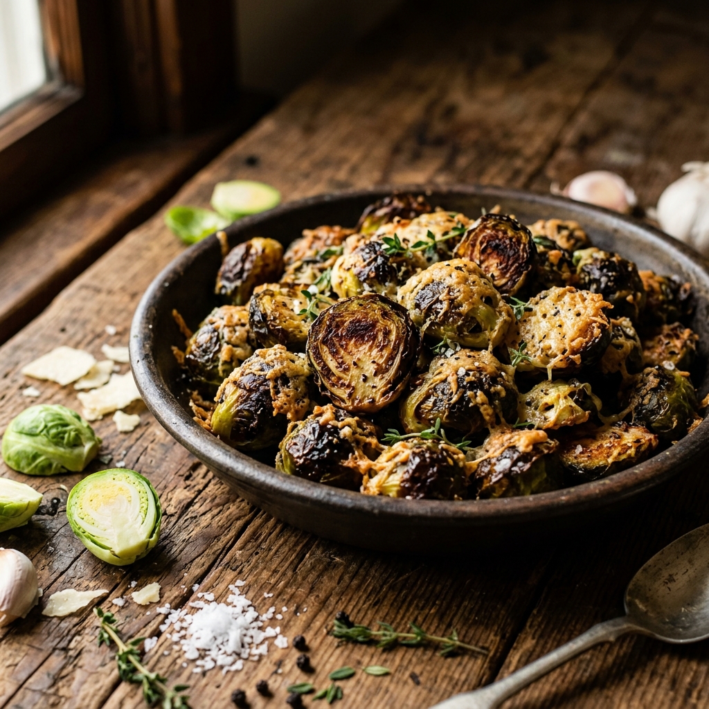 Oven Roasted Parmesan Brussel Sprouts