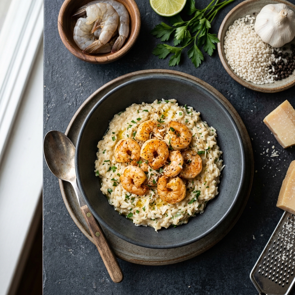 Oven Roasted Shrimp With Parmesan Risotto