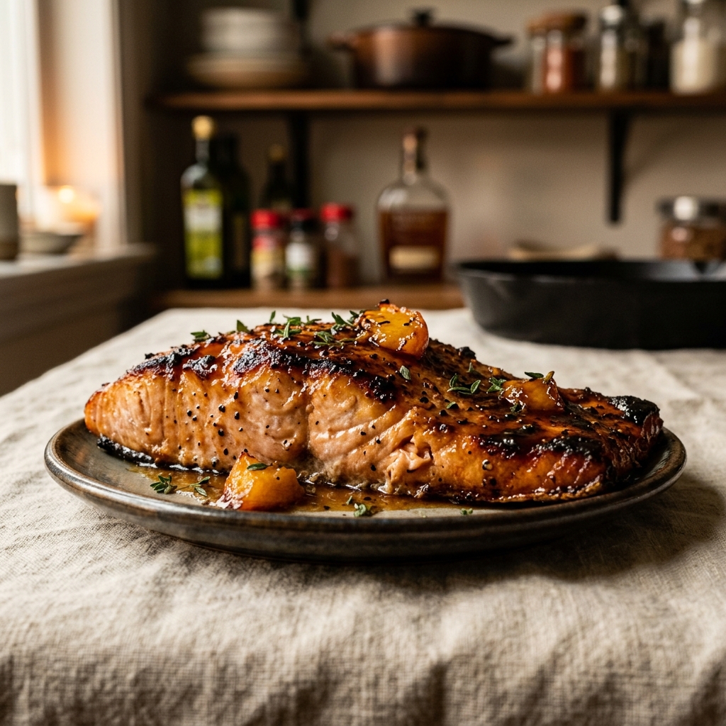 Peach Glazed Broiled Salmon
