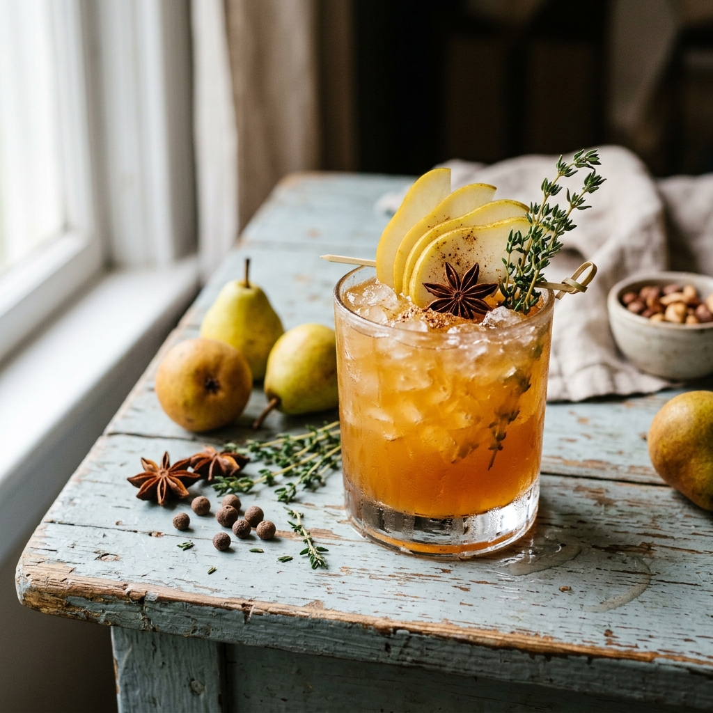 Pear and Allspice Bourbon Smash